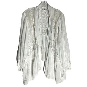 Neiman Marcus Womens Open Front Lace Cardigan Size Small 100% Viscose Off White
